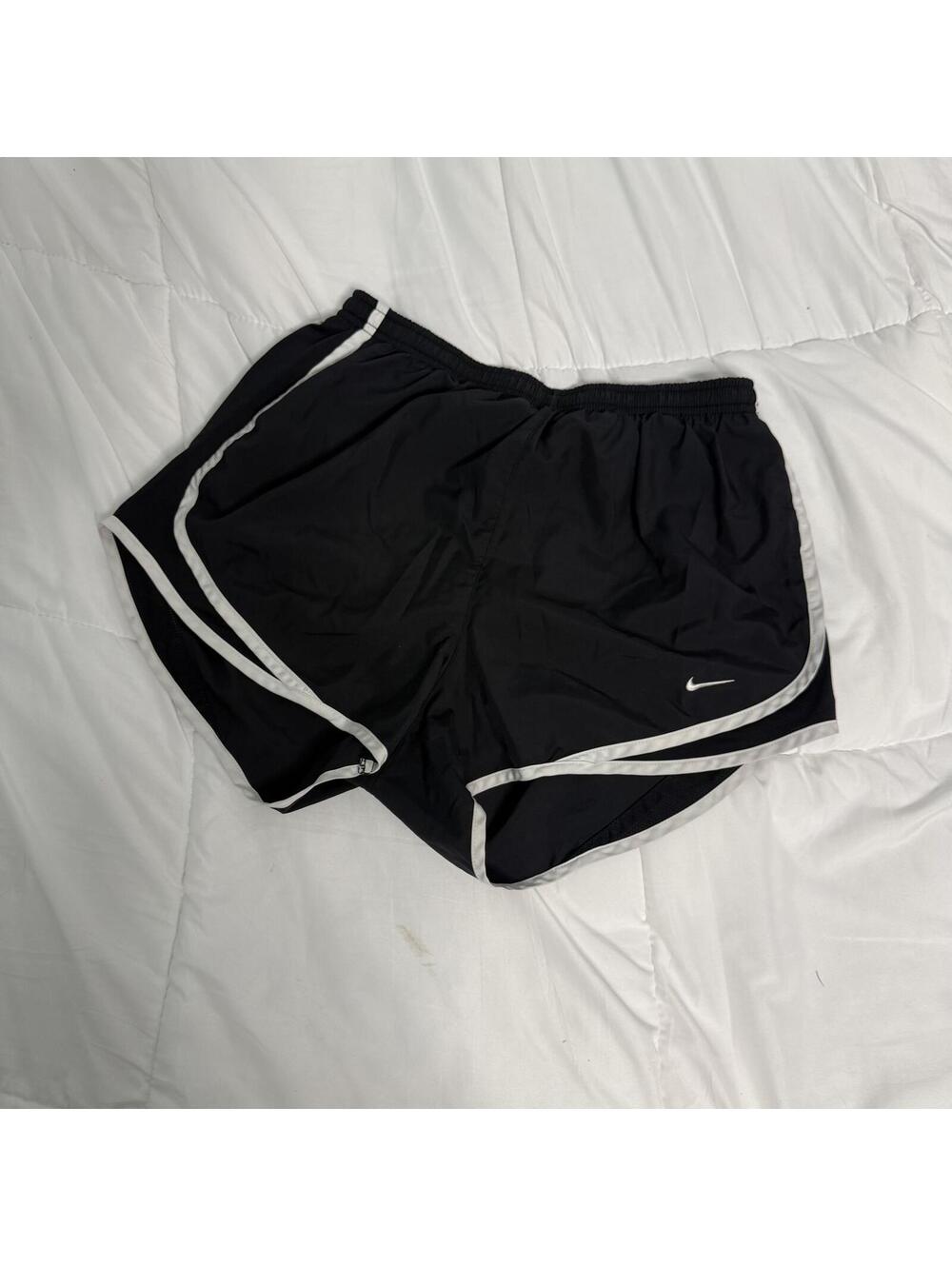 nike track shorts black and white medium